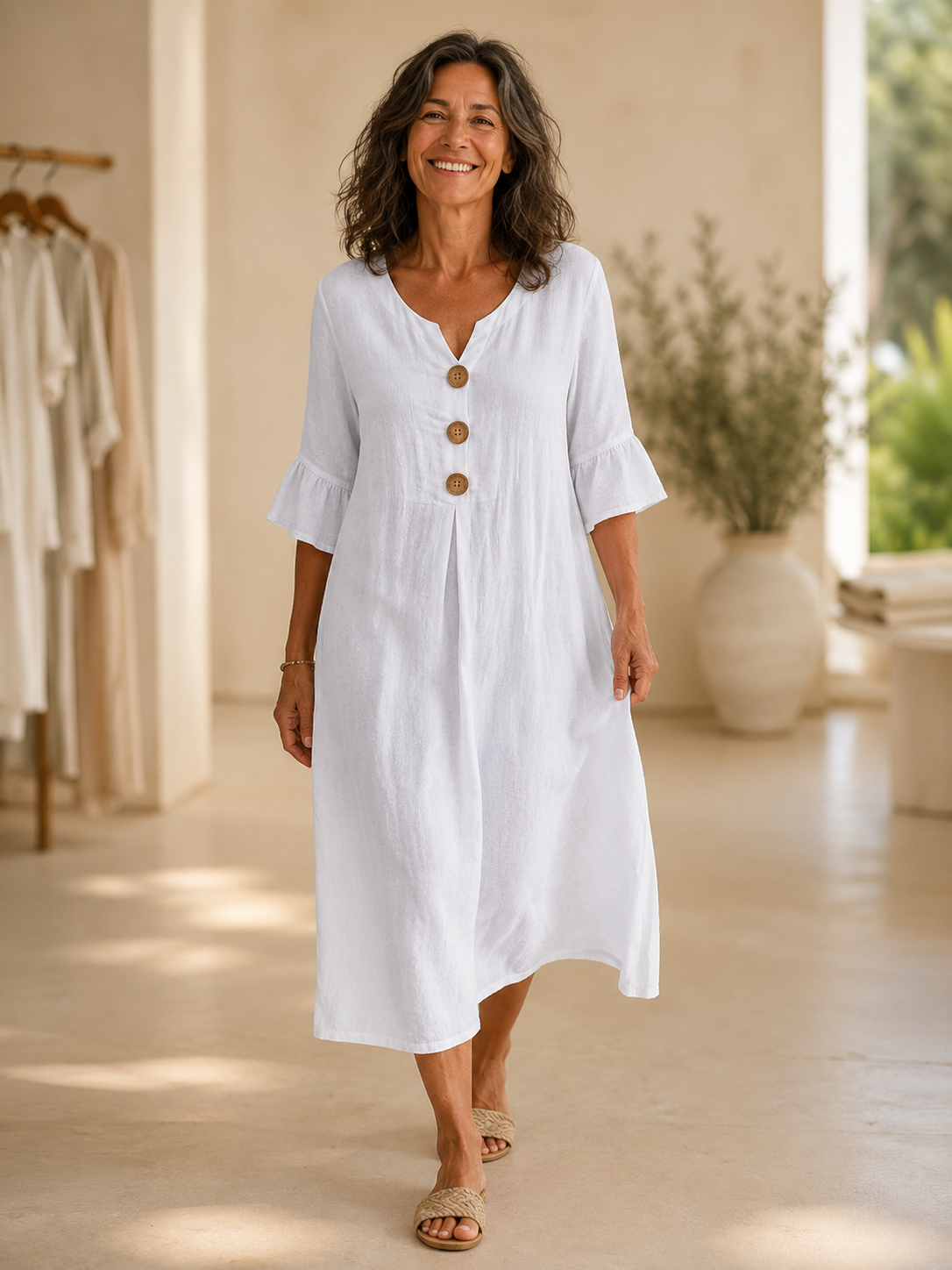 Vanesa | Abito Linen Blend con Bottoni