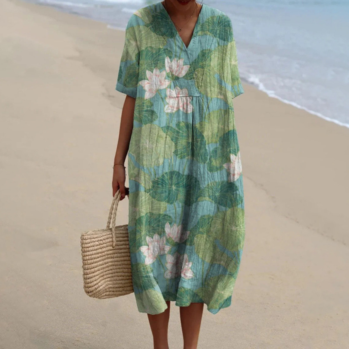 BETH | FLORAL COTON MIDI DRESS