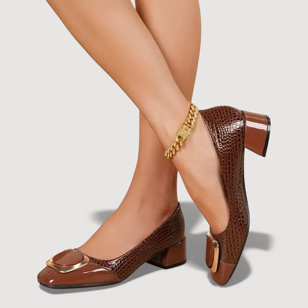 LIVANA – CROCO BLOCK HEELS