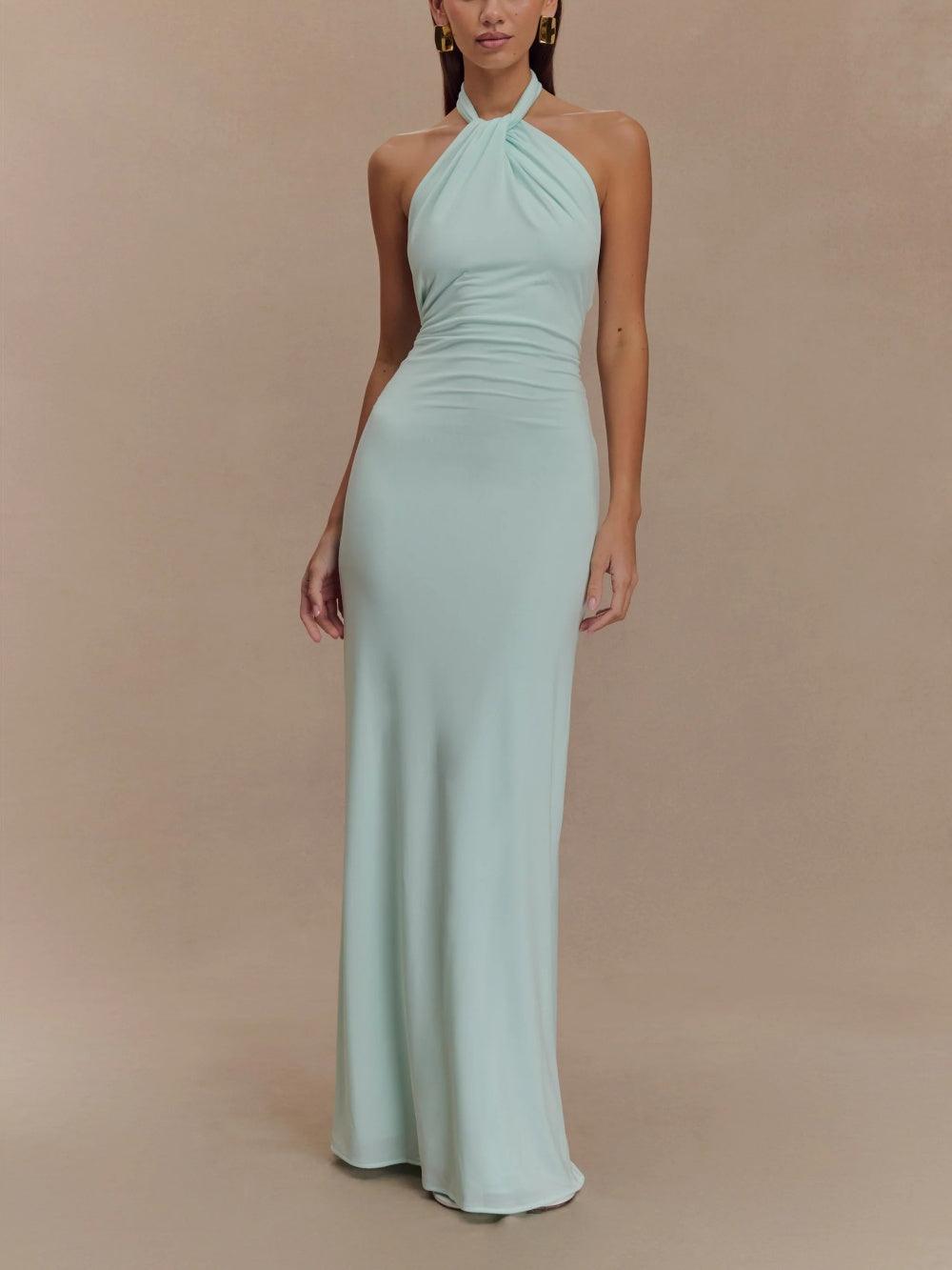 Nicole | Slinky Halter Maxi Dress
