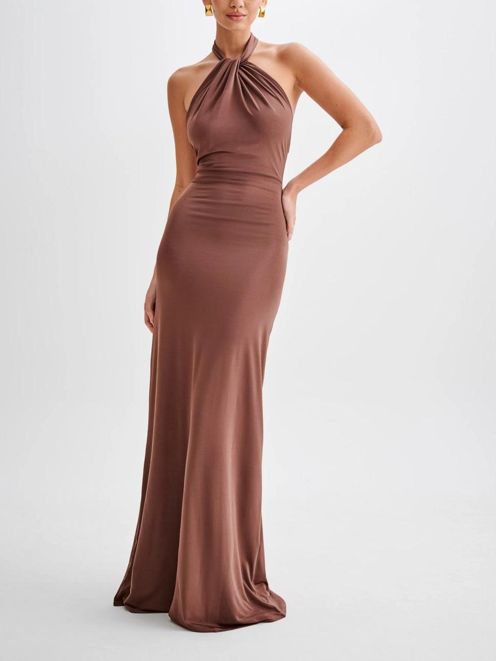 Nicole | Slinky Halter Maxi Dress