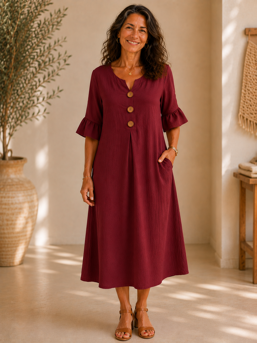 Vanesa | Abito Linen Blend con Bottoni