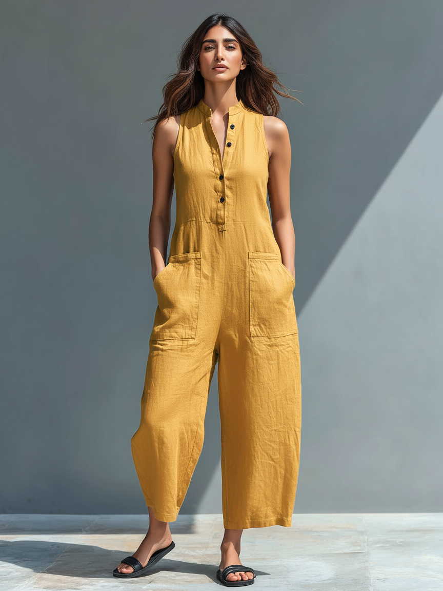 Claudia | Women's Linen Minimalist Jumpsuit