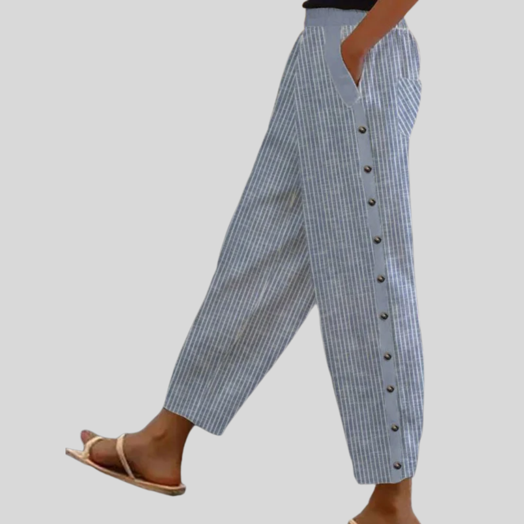 Linaya | Striped Button Trousers