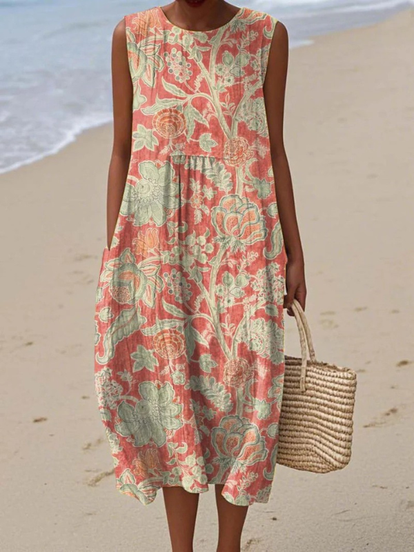 BETH | FLORAL COTON MIDI DRESS