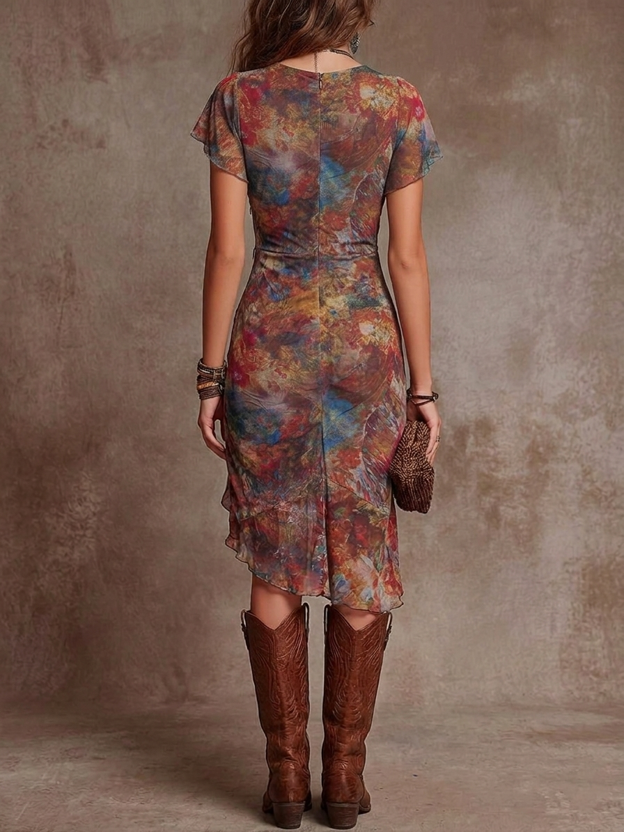 Martina | Midi Pleated Bohemian Style Dress