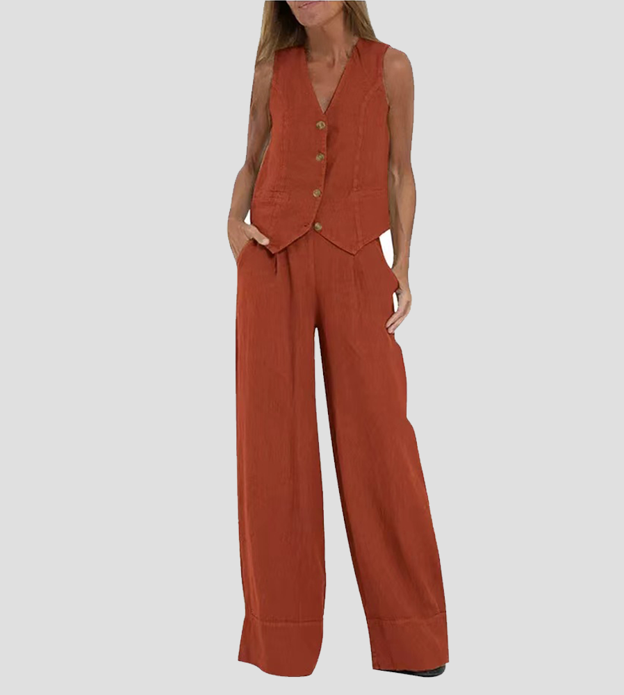 Aira | Elegant waistcoat and wide-leg trousers