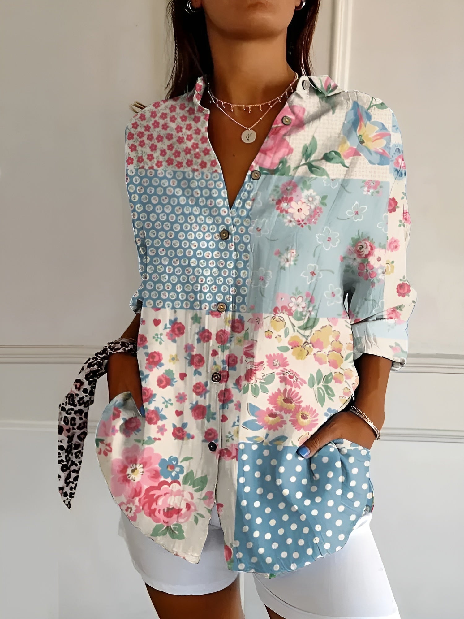 Melodie I Elegant Floral Button Shirt