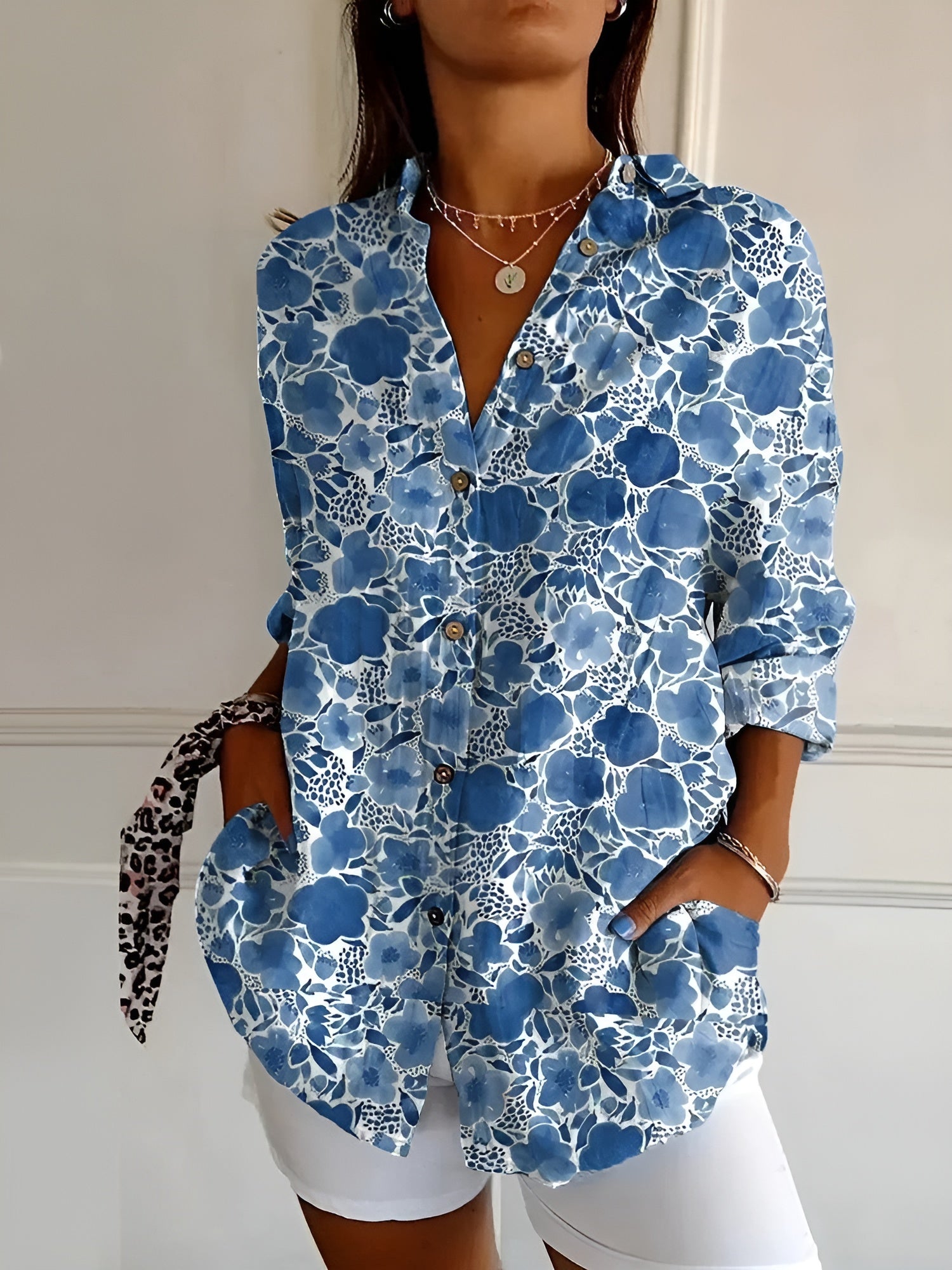 Melodie I Elegant Floral Button Shirt
