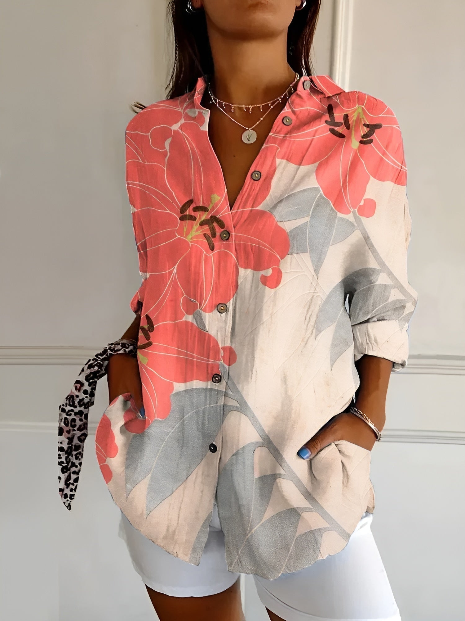 Melodie I Elegant Floral Button Shirt