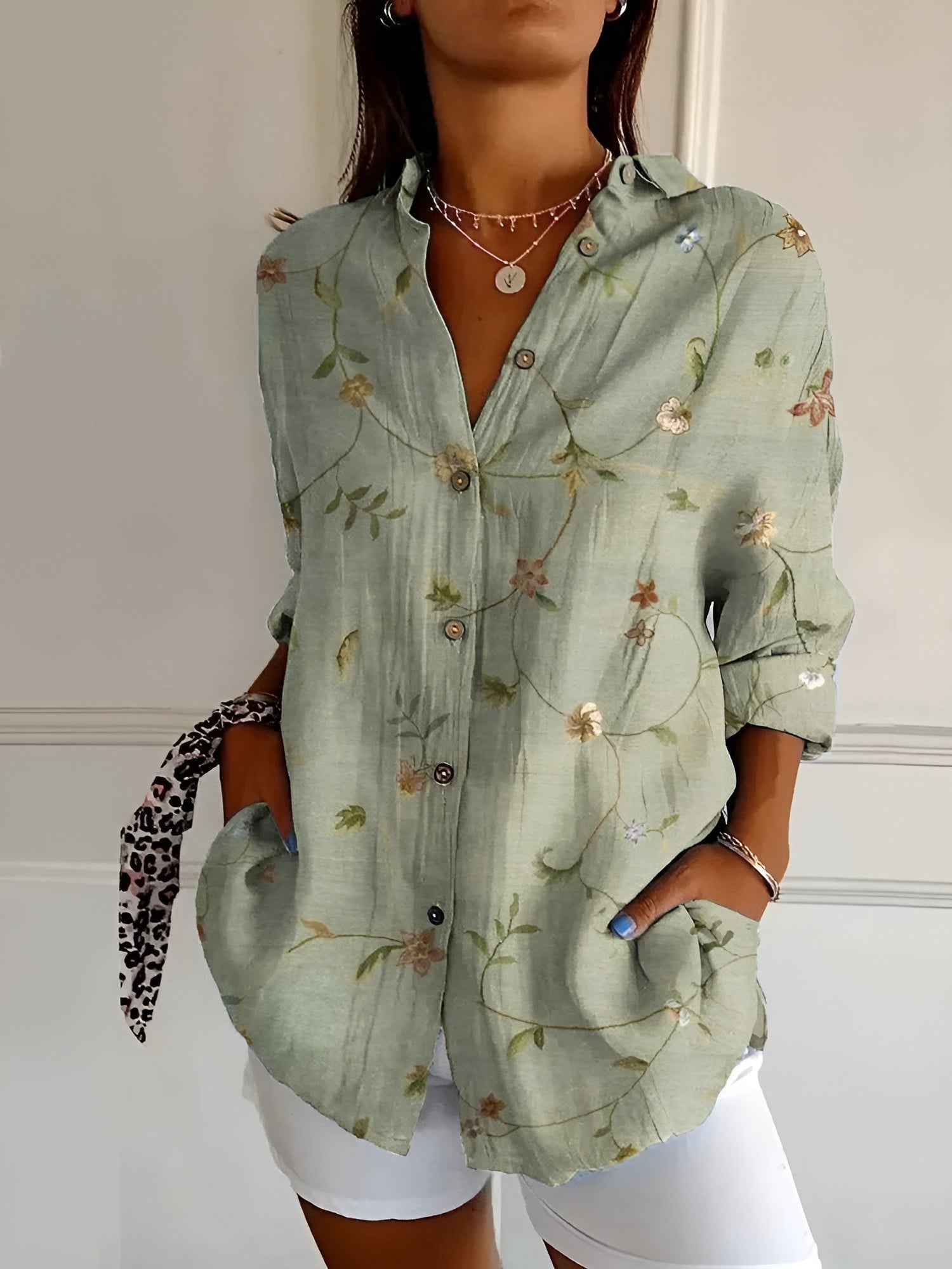 Melodie I Elegant Floral Button Shirt